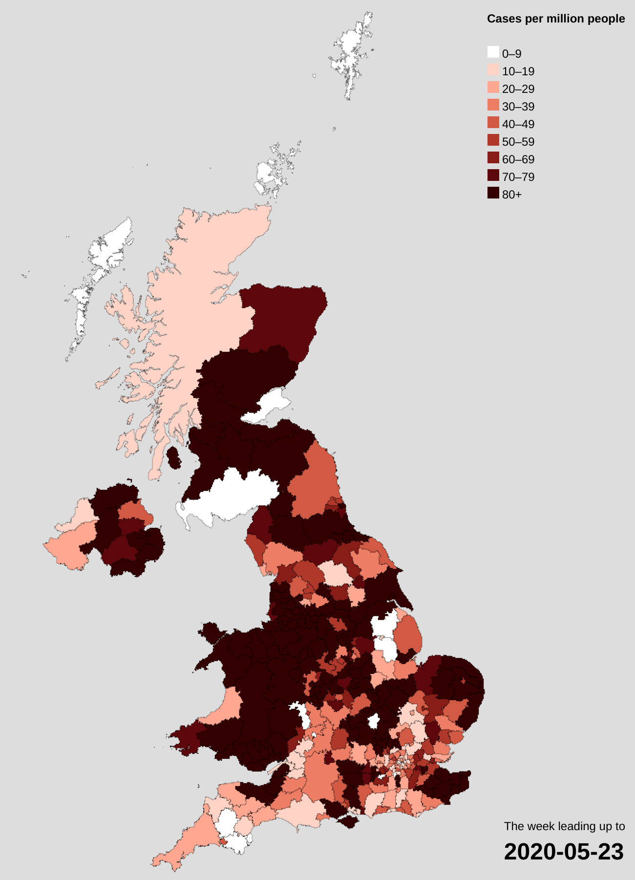 Coronavirus spread across the UK, confirmed cases from 8th March to ...