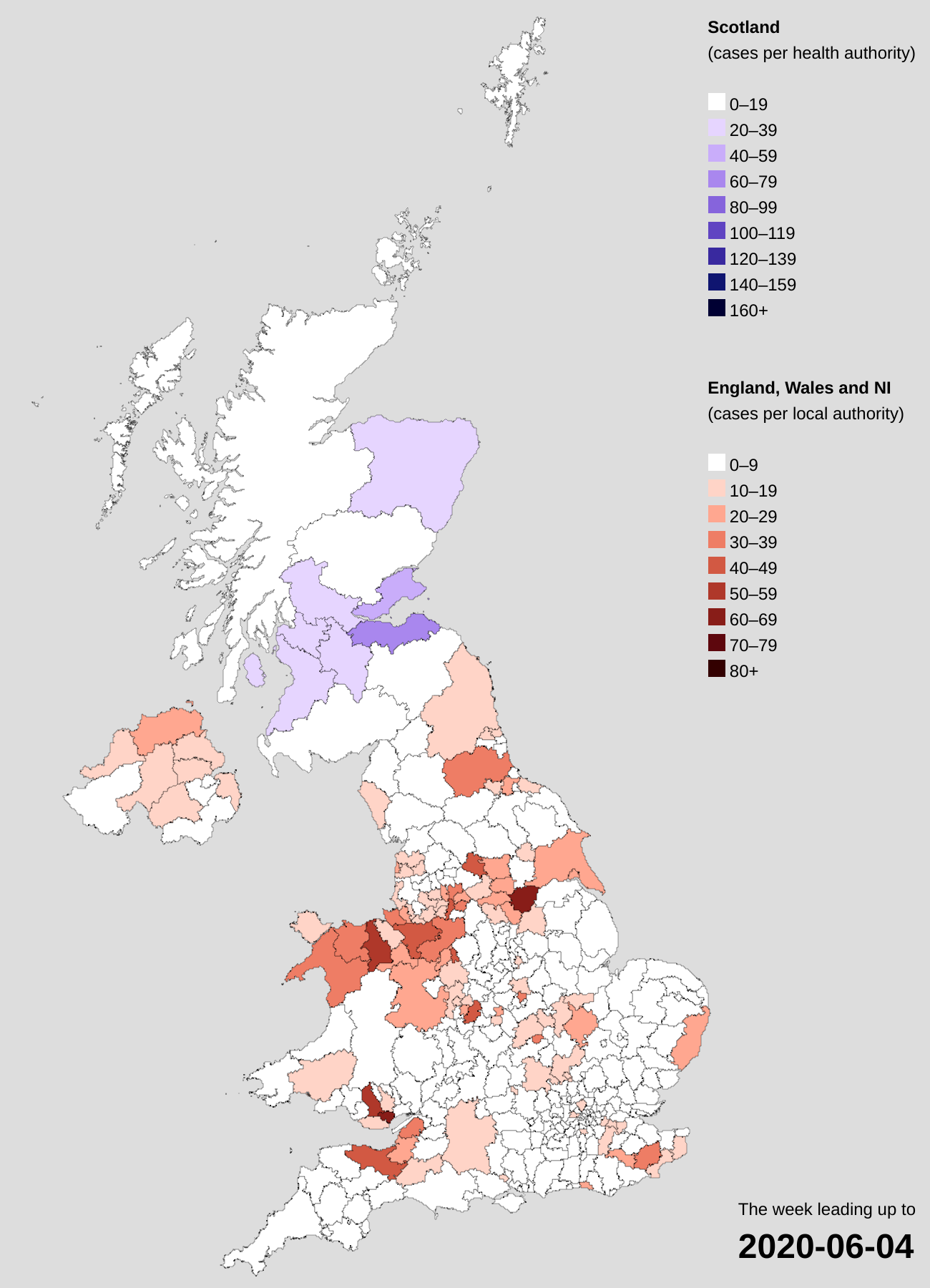 Confirmed cases by location in the week up to 4rd June : r/CoronavirusUK