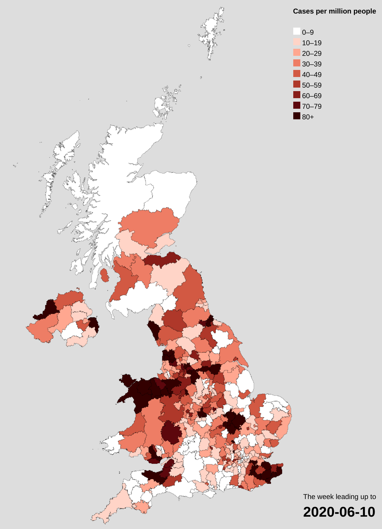 Confirmed cases by location in the week up to 10th June : r/CoronavirusUK