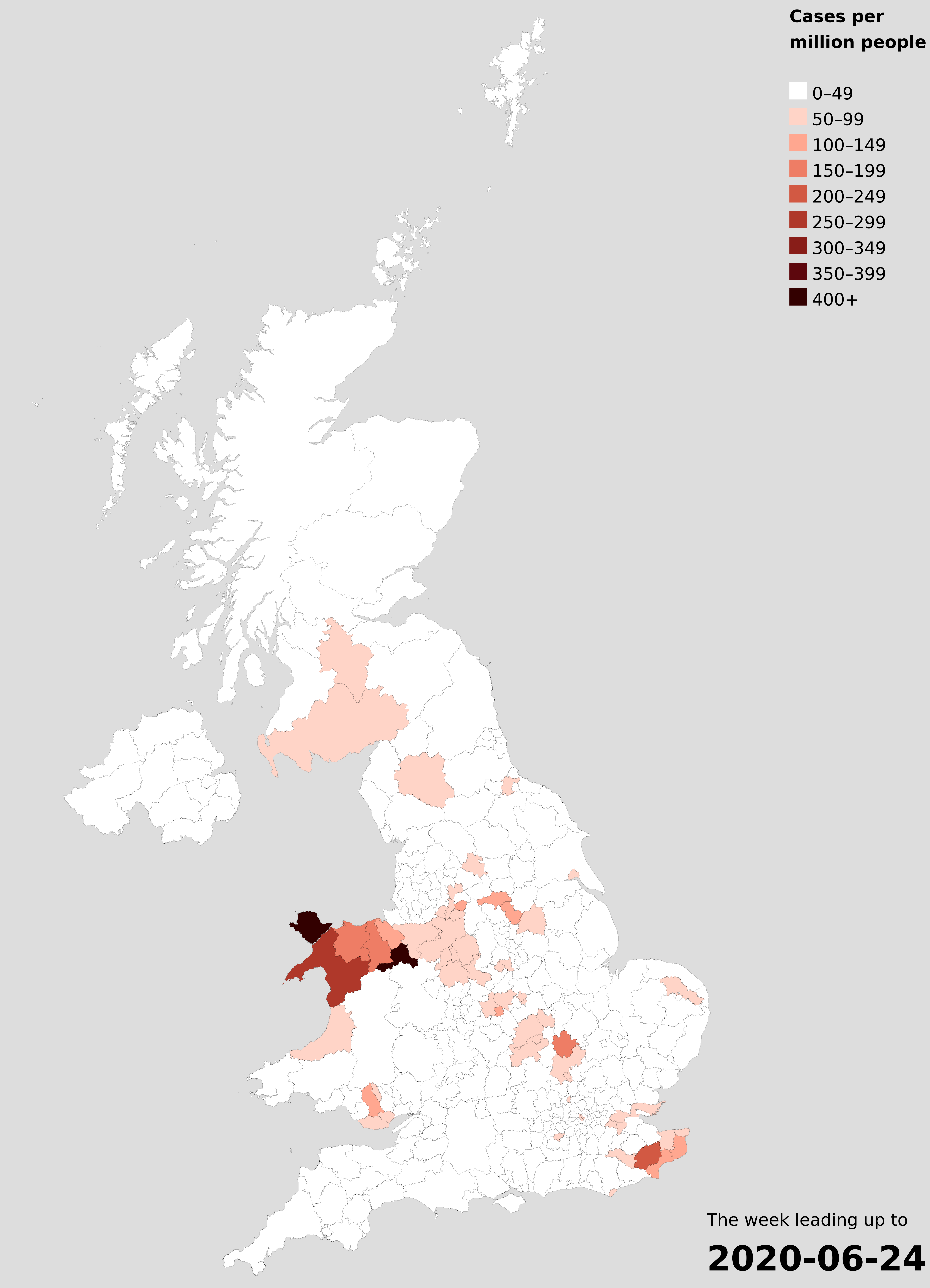 Confirmed cases by location in the week up to 24th June : r/CoronavirusUK